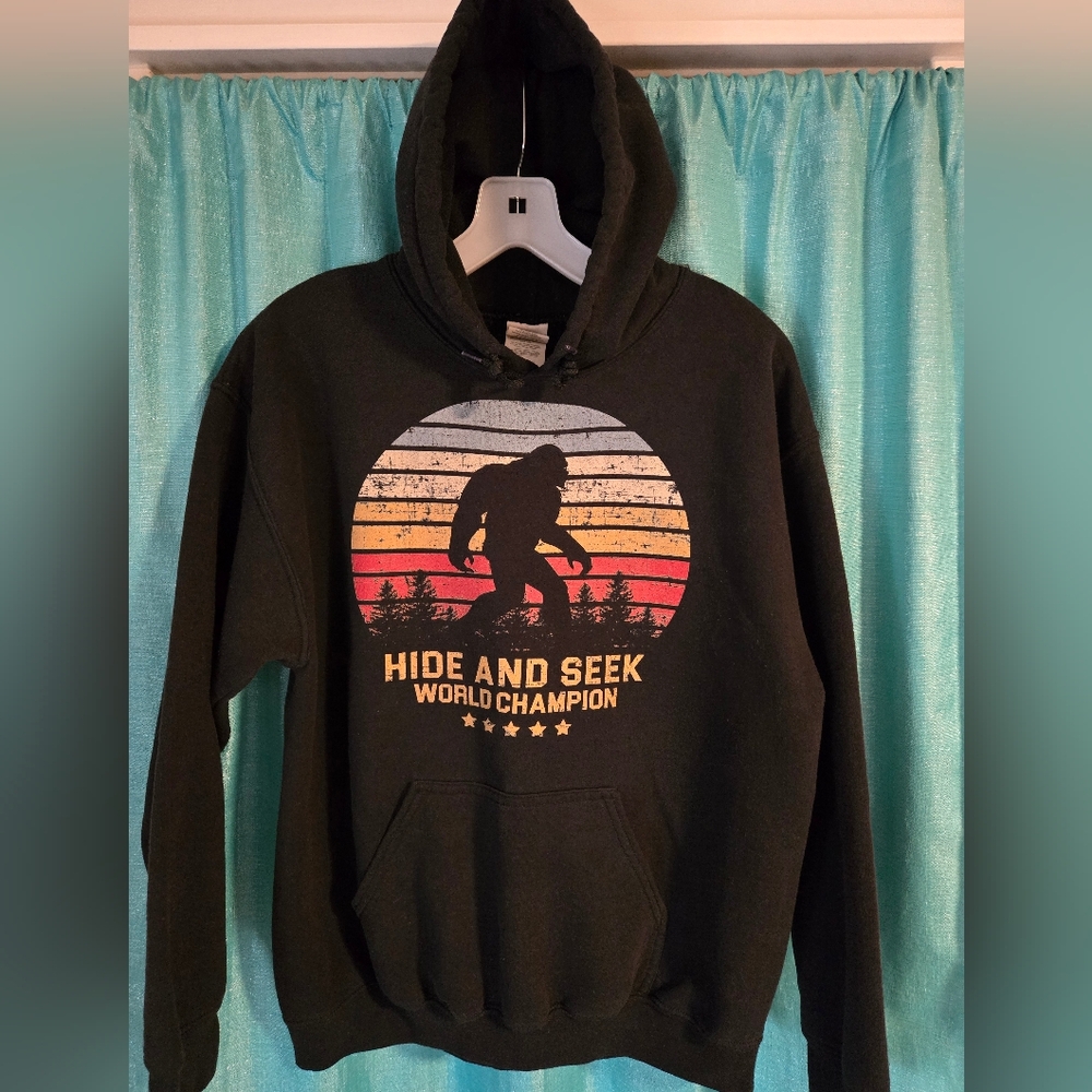 Gildan Black Graphic Hoodie with Bigfoot Design